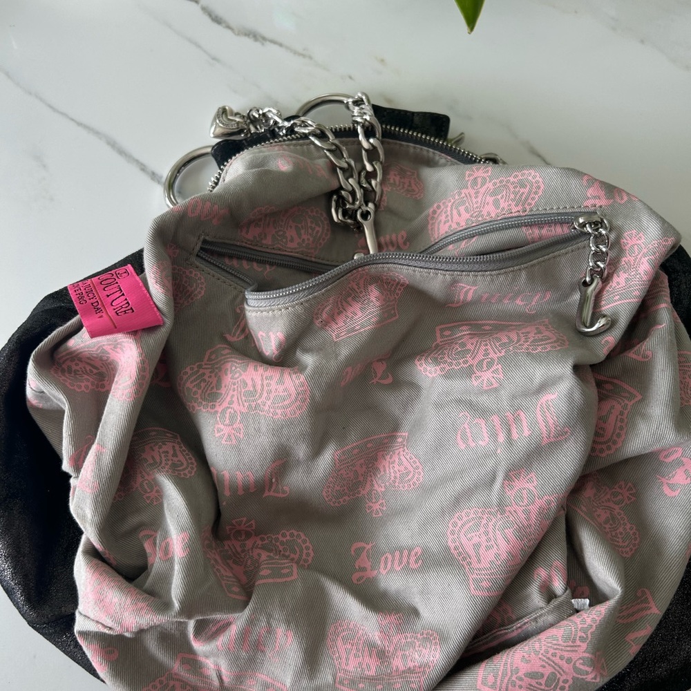 Vintage Juicy Couture Black Metallic Leather Shoulder Bag - Picture 5 of 14